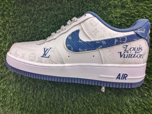 Premium Men’s Louis Vuitton X Nike Air Force 1 White Denim Blue